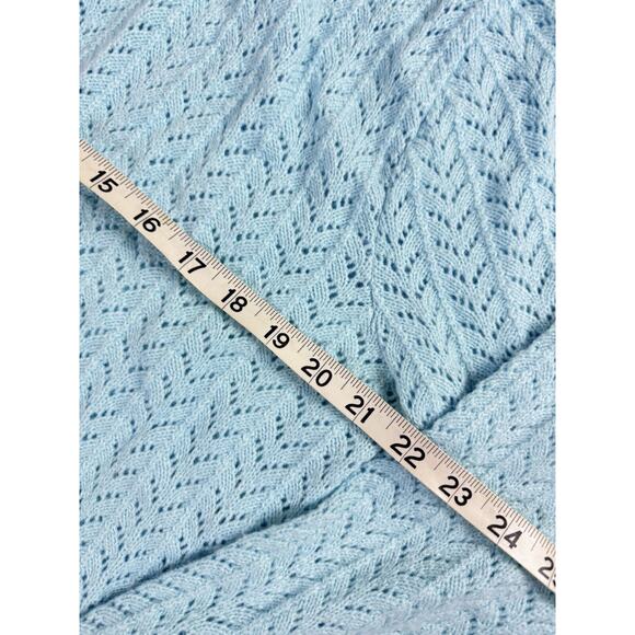 Vtg 60s Cuddle Knit Easter Pastel Blue Popcorn Knit Granny Cardigan Sweater - Picture 3 of 6